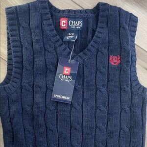Chaps Dark Blue Cable Knit V-Neck Sweater Vest
